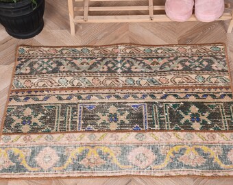 No.21 ヴィンテージラグ　トルコ　マット turkish rug ミニ Turkish Small Rug, 1.8x2.6 Ft Vintage Rug, Brown Ombré Wool Rug - Etsy