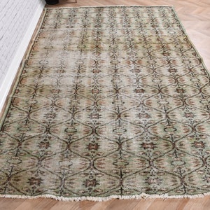 Vintage Rug, 6x8 Area Rug, Turkish Rug, Antique Oushak Rug, Rugs For Salon, 5.2x7.6 ft Brown Rug, Oriental Wool Rug, Vintage Decor,