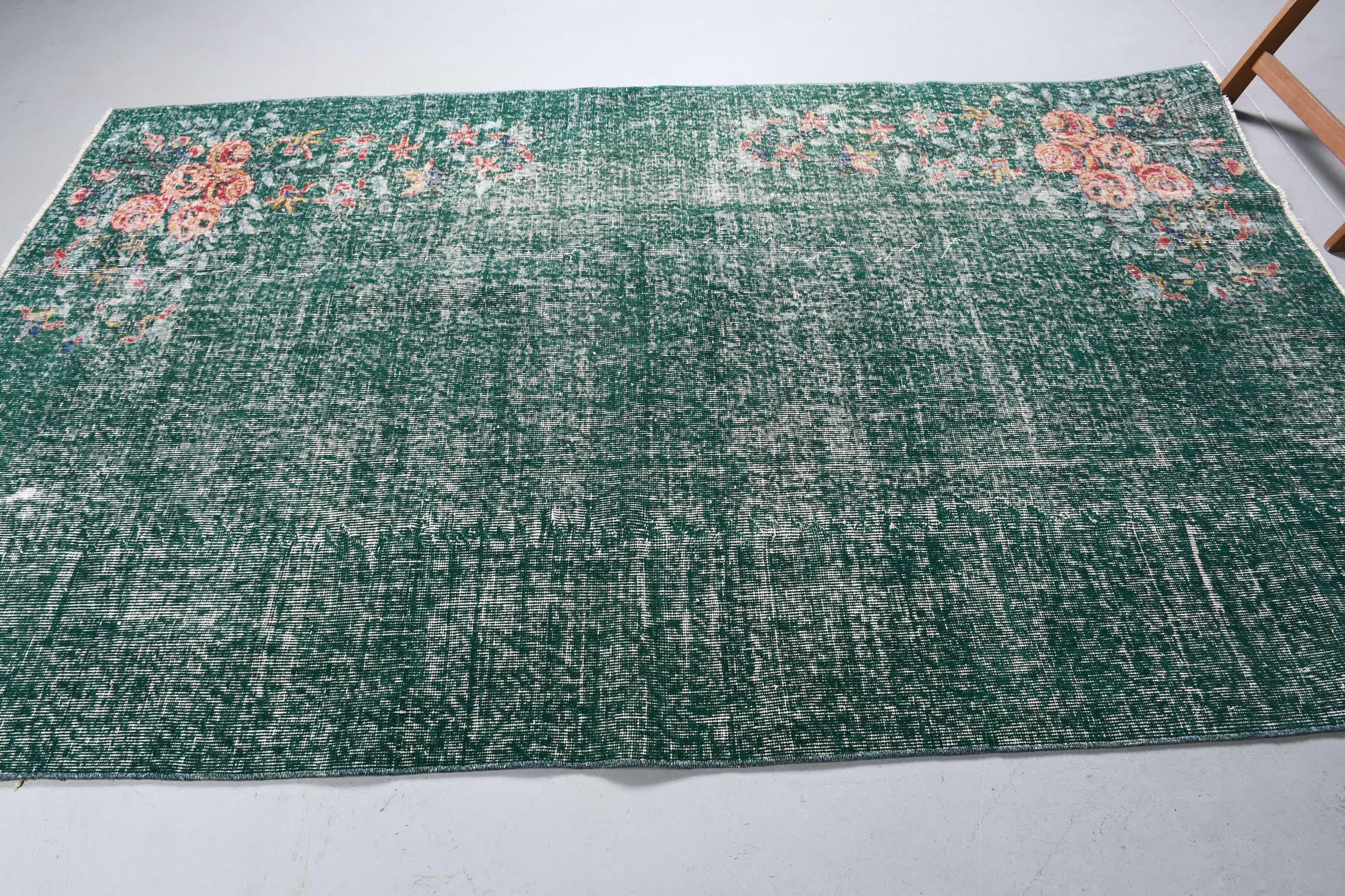 トルコ ヴィンテージラグ グリーン フローラル トルコ ヴィンテージ