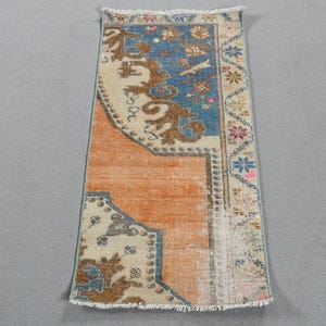 Vintage Rug, 2x3 Small Rugs, Turkish Rug, Anatolian Rug, Rugs For Entry, 1.6x3.3 ft Orange Rug, Vintage Oushak Wool Rug, Handmade Door Mat,
