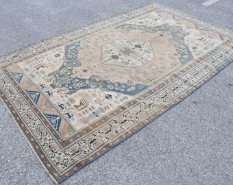 Rugs For Living Room, Turkish Rug, 6.1x9.9 ft Large Rugs, Antique Rug, Blue Kurdish Rug, Vintage Rug, Organic Bedroom Rug