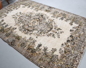 Tapis vintage 162 x 250 cm, tapis turc Oushak, tapis marron style sud-ouest en laine