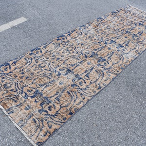 Vintage Rug, Runner Carpet, Turkish Rug, Oushak Rug, 40x123 inches Orange Carpet, Bohemian Hallway Rug, Organic Corridor Rugs,  2745