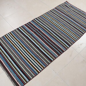 Turkish Kilim Rug, Striped Turkish Kilim, Vintage Kilim 90x201cm, Colorful Area Rug, Handwoven Kilim, 3x7ft