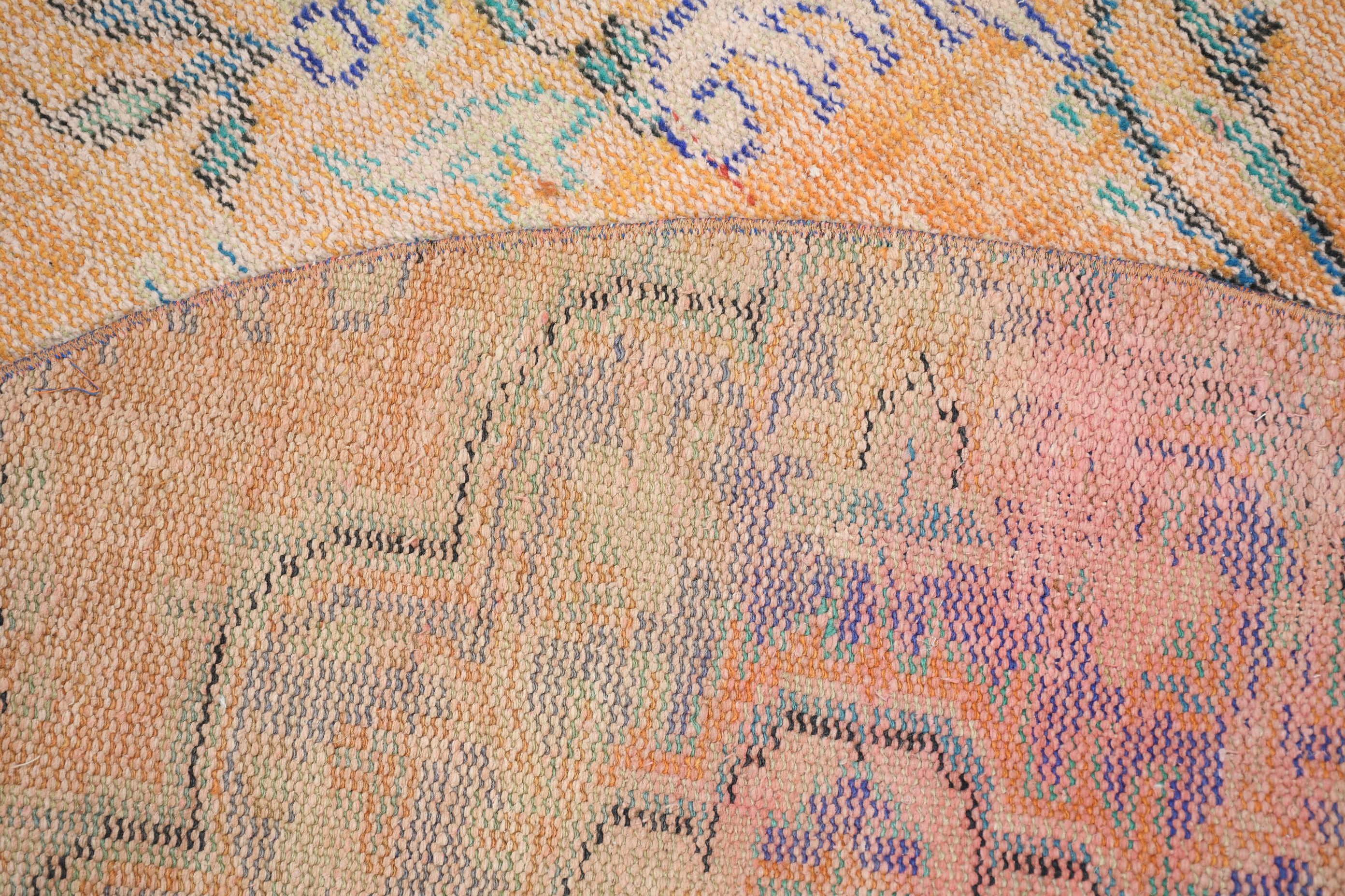 4.5 x 4.5フィートのラウンドラグ、ヴィンテージトルコラグ、手織り