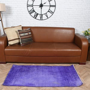 Vintage Turkish Door Mat, Purple Rug, 2x4ft, Bohemian Pattern, Vibrant Home Decor, Handmade Area Rug, Unique Textile Accent, Living Room Rug