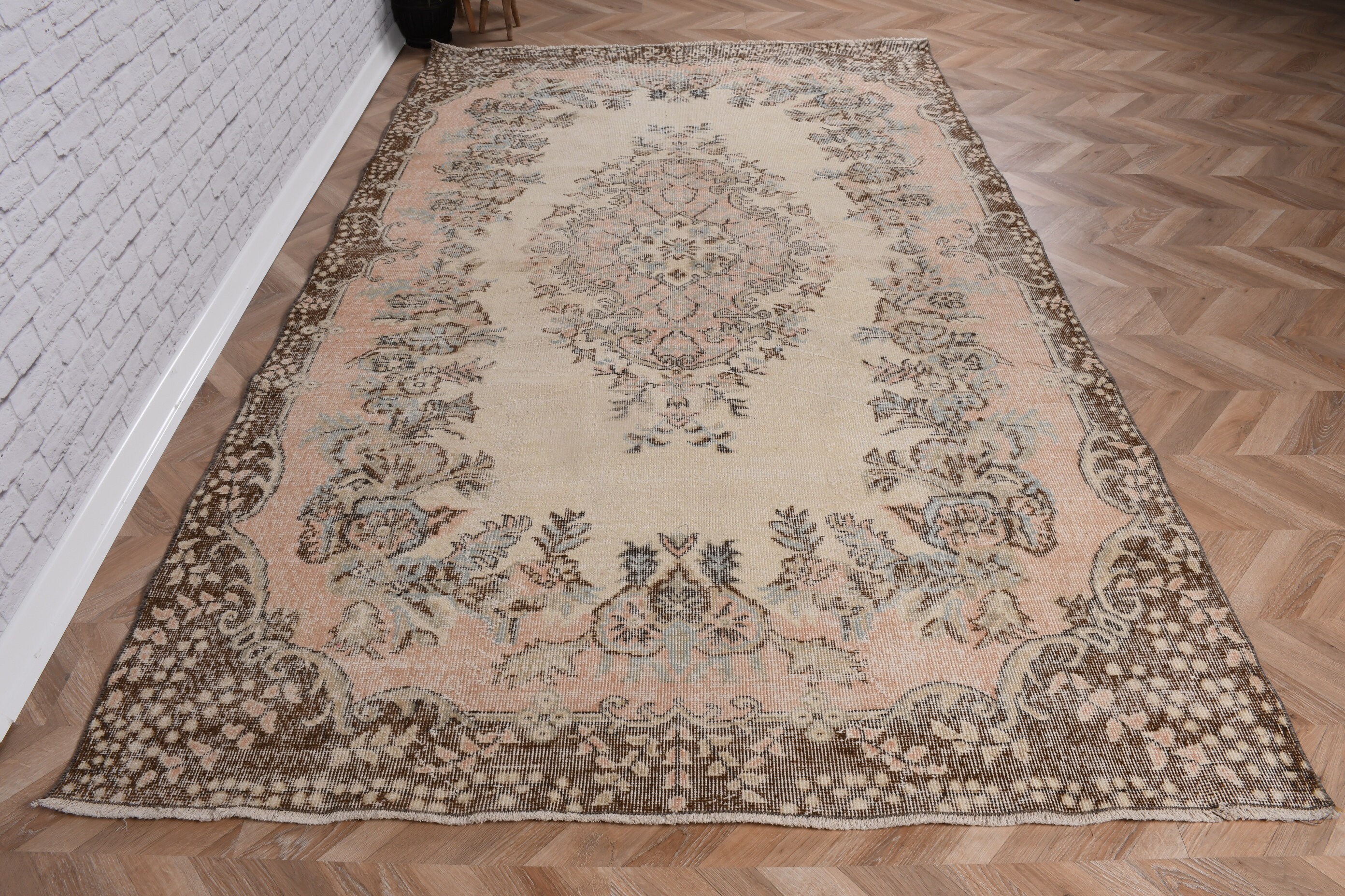 Tappeto turco, tappeti grandi 6x10, tappeto vintage, tappeti Oushak, tappeti per soggiorno, tappeto blu 5,5x9,2 piedi, tappeti colorati, grande tappet