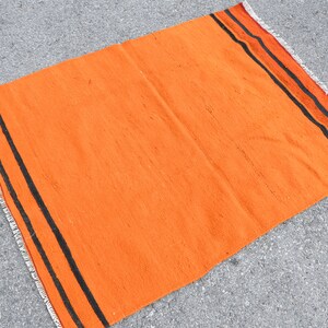 Turkish Kilim, Accent Kilim, Vintage Kilim, Oushak Kilim, 42x55 inches Orange Kilim, Tribal Kilim, Area Kilim,  3988