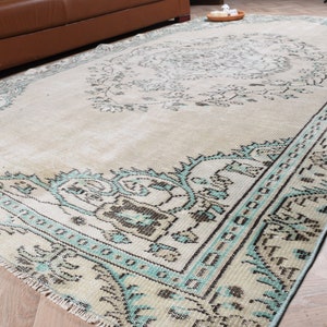 Vintage Rug, Turkish Rug, 5.8x9.2 ft Large Rugs, Antique Rug, Rugs For Salon, Beige Oriental Rugs, Large Turkish Rug,  6417