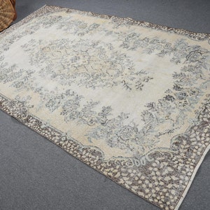 5.3x9 ft Rug, Large Turkish Rug, White Ombré Rug