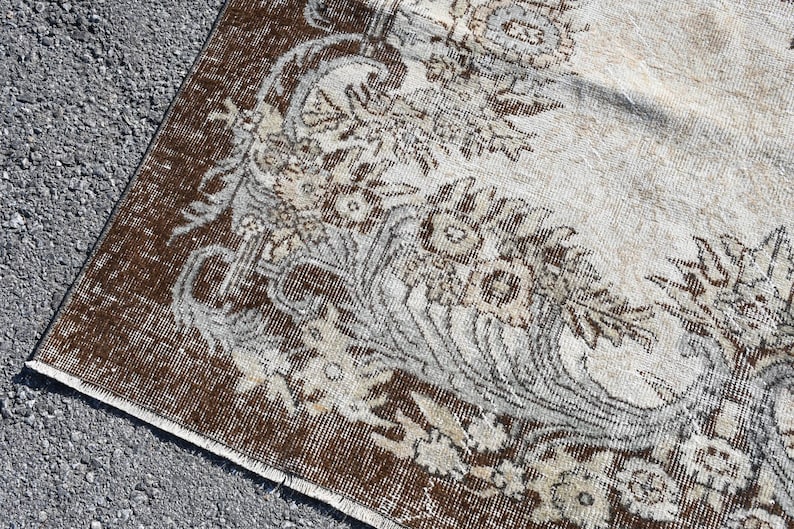 Wool Salon Carpet Tribal Living Room Rug Vintage Rug 71x109 Inches Beige Rug Large Rug 1517 Turkish Rug Oushak Rug