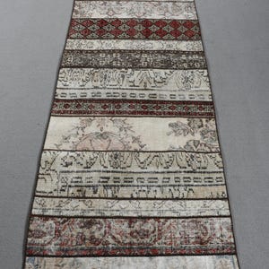 Patchwork Rug, 3x9 Runner Rug, Vintage Rug, Turkish Rug, Anatolian Rug, Rugs For Hallway, 2.9x9.4 ft Beige Rug, Authentic Oushak Rug,
