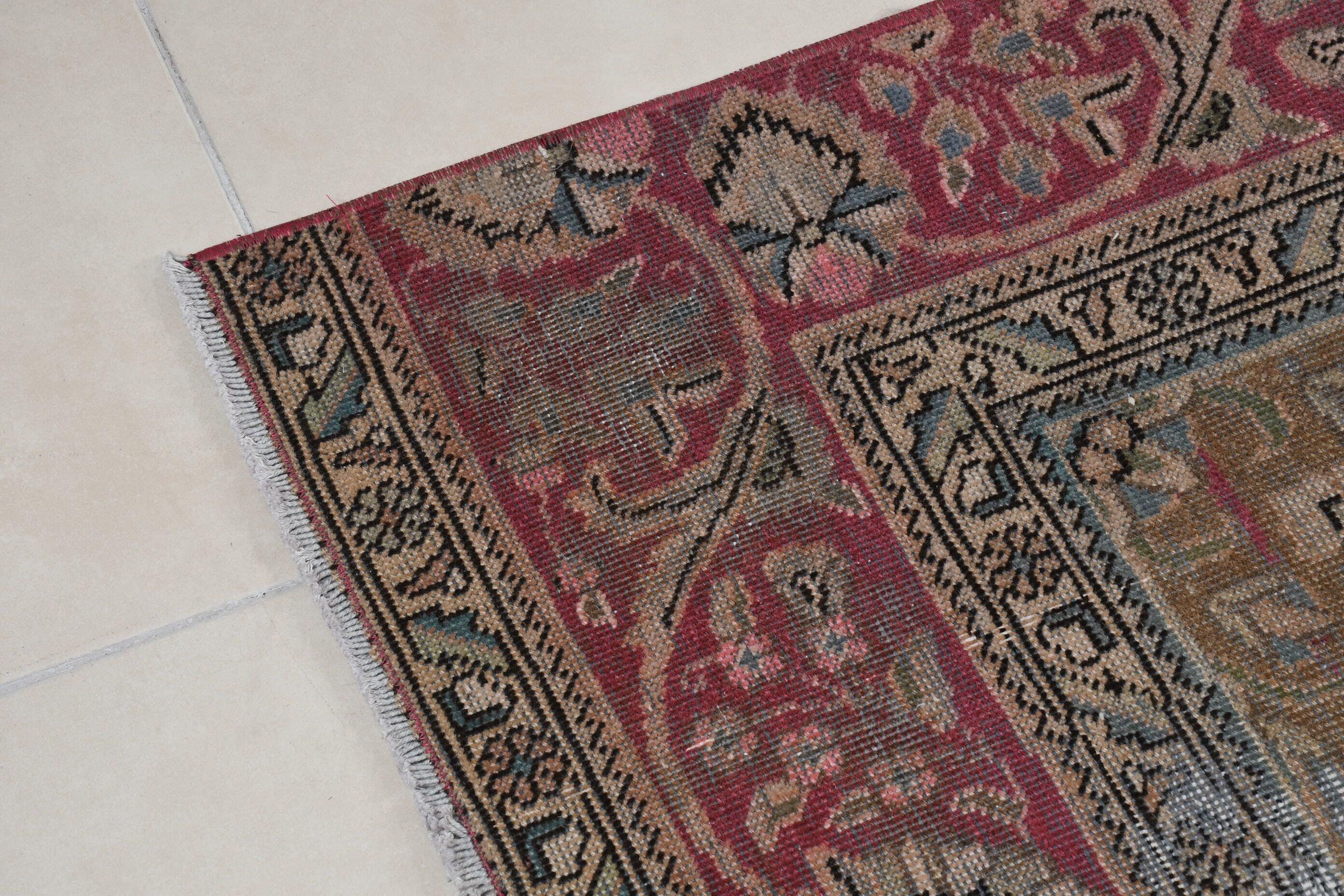 ヴィンテージ トルコ ラグ、ハンドメイド アナトリア カーペット、花柄