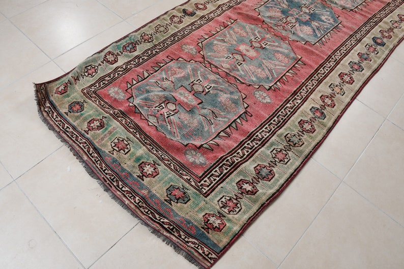 Area Rug 49x109 Inc Pink Rug Vintage Rug Office Bedroom Rugs 780 Turkish Rug Antique Rug Anatolian Indoor Rug