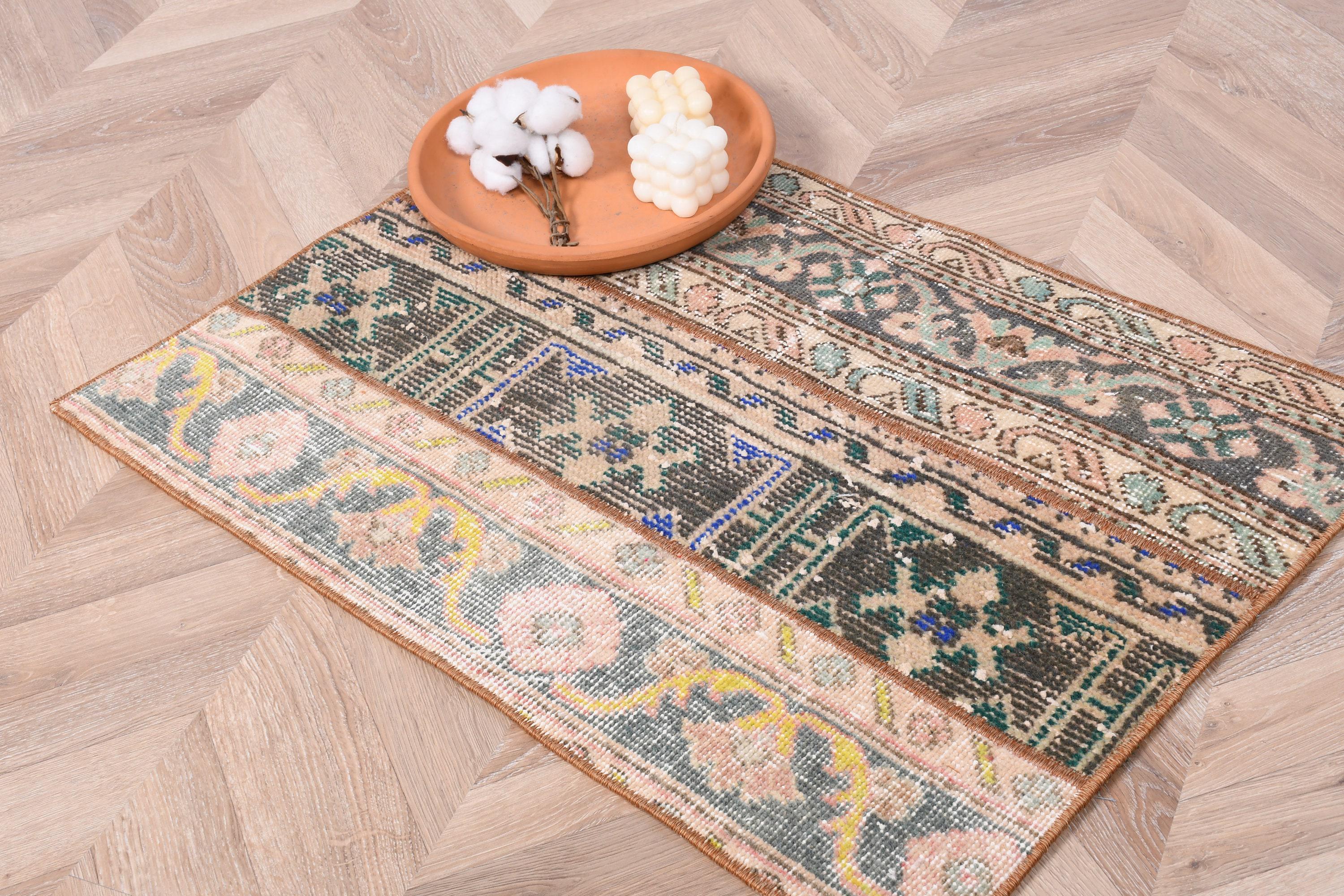 Vintage Turkish Rug, Handmade Anatolian Carpet, 56x80 Cm, Floral