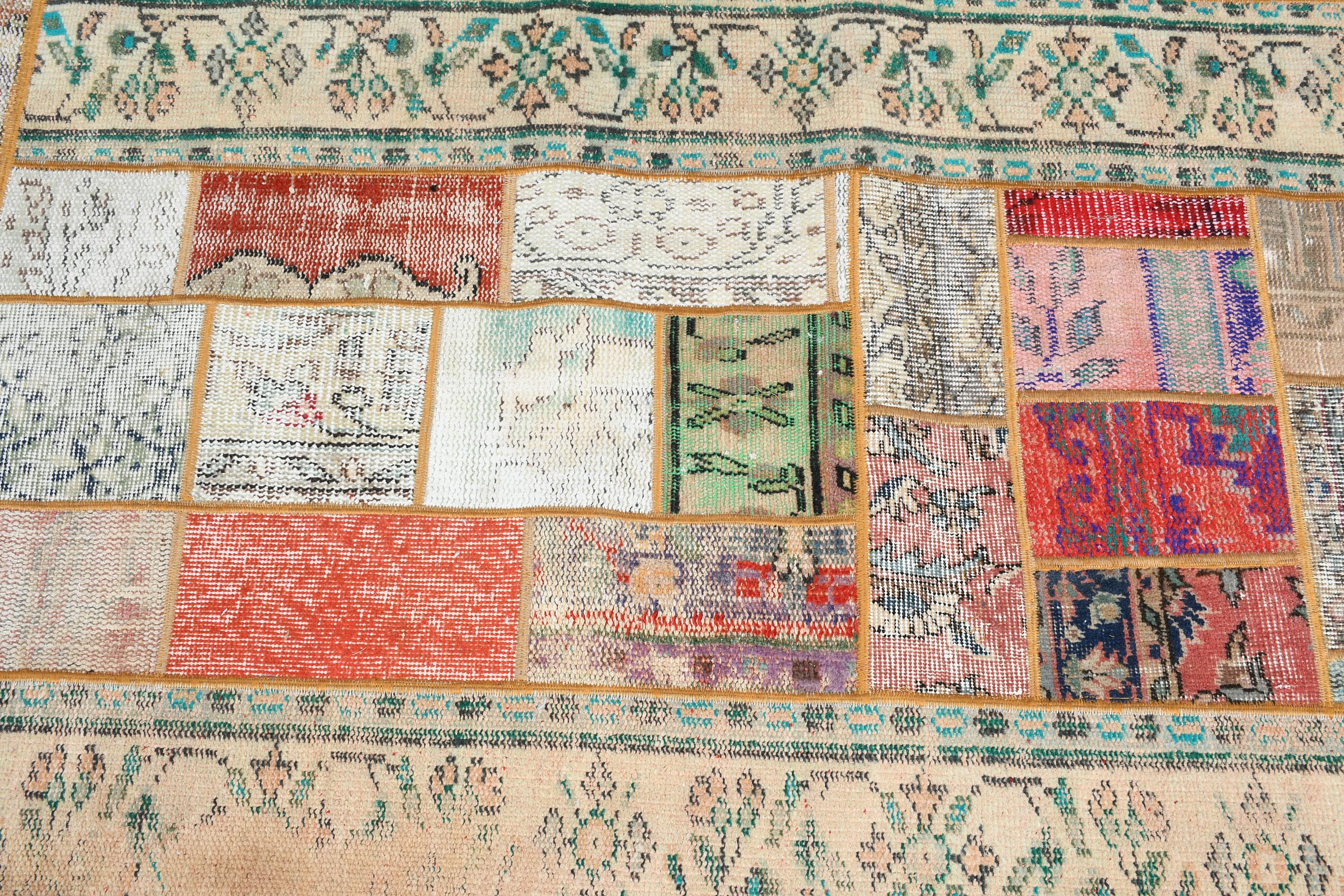 Vintage Turkish Patchwork Rug, Colorful Accent Carpet, 3x5ft