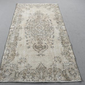 Vintage Rug, 4x7 Area Rugs, Turkish Rug, Anatolian Rug, Rugs For Dining Room, 3.6x7 ft Beige Rug, Hand-Knotted Oriental Rug, Boho Area Rug,