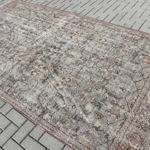Turkish Rug, Vintage Rug, Large Rug, Home Decor Rug, 65x122 inches Beige Carpet, Decorative Living Room Carpet,  5363