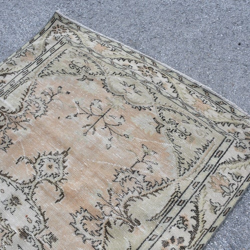 Large Carpet, Turkish Rug, Vintage Rug, Oushak Carpet, 59x101 inches Beige shops Rug, Wool Living Room Rugs, Bohemian Bedroom Rug, 2221