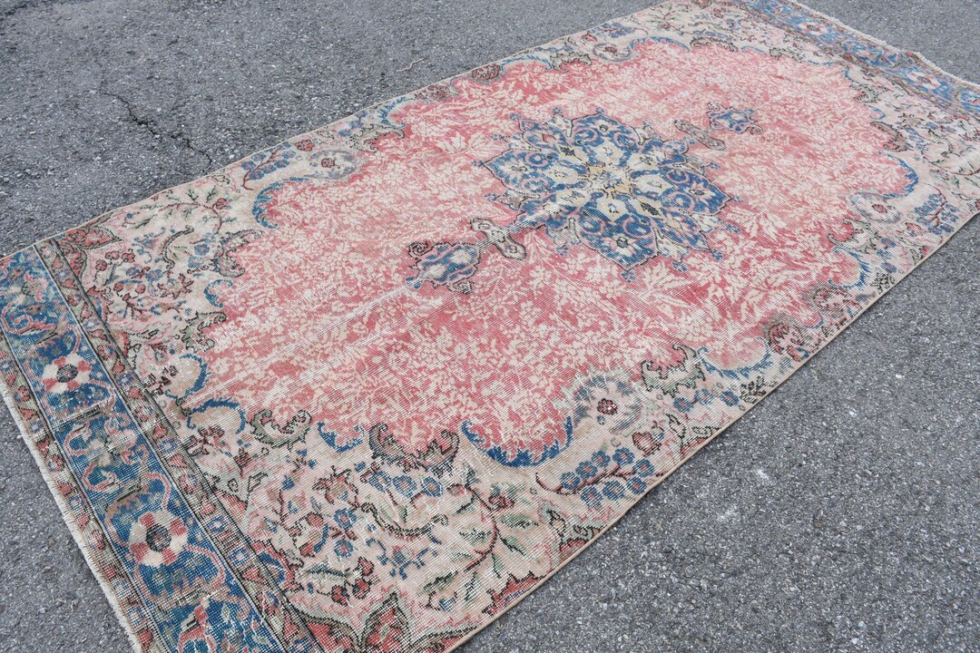 Red Rustic Long Rug Vintage Large Rug 4.6x9.8 Ft, Red Floral Turkish Wool Rug - Etsy