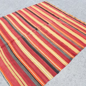 5.6x6.4 ft Area Kilim, Organic Kilim, Rugs For Bedroom, Vintage Kilim, Rug Kilim, Turkish Kilim, Red Kilim, Dining Room Kilim