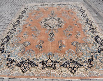 Vintage Rug,  Oversize Carpet, Turkish Rug, Home Decor Carpet, 108x150 inches Orange Rug, Decorative Antique Carpet,  3198