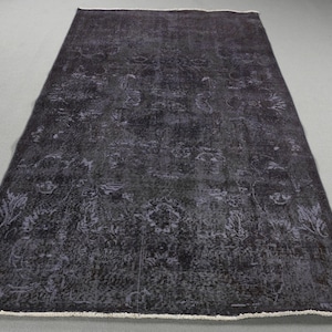 Vintage Rug, 5x8 Area Rugs, Turkish Rug, Overdyed Oushak Rug, Rugs For Salon, 4.8x8.2 ft Purple Rug, Hand-Knotted Wool Rug, Antique Rug,