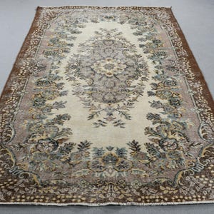 6x8 Large Rugs, Turkish Rug, Vintage Rug, Anatolian Rugs, Rugs For Living Room, 5.5x8.3 ft Brown Rug, Vintage Oushak Wool Rug, Antique Rug