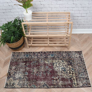 Vintage Teppich, Türkischer Teppich, Anatolischer Teppich 50x100, Anatolischer Teppich, Boho Teppich, Boho Teppich, Boho Teppich, Geschenk, 6465