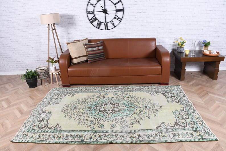 Area Rug Turkish Vintage Anatolian Rugs for Dining Room 4.9x7.6 Ft