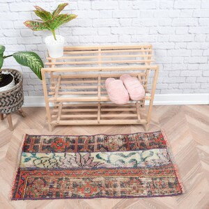 Turkish Rug, Vintage Rug, Small Turkish Rug, Entryway Rug, Anatolian Carpet, 2x3 ft, Handmade Wool Rug, Bohemian Decor, Distressed Rug