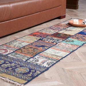 Turkish Patchwork Rug, Runner Rugs, Vintage Rug, Corridor Rugs, 2x63 ft Multicolor Rug, Stair Rug, Gift Idea, Home Decor, 7598