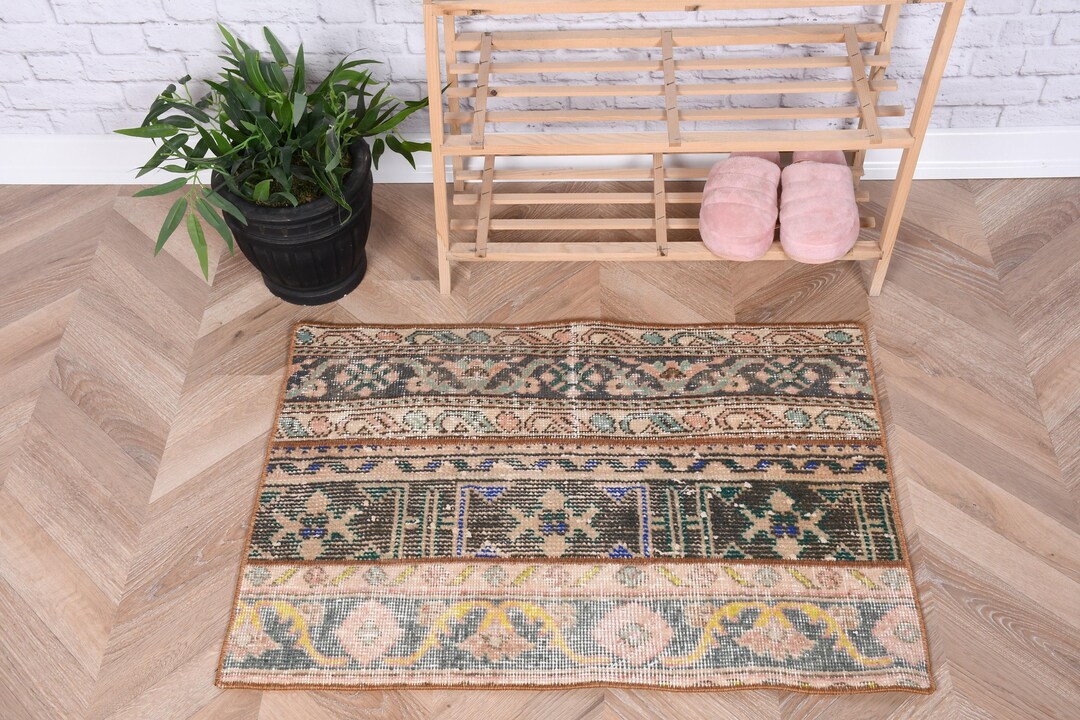 Turkish Small Rug, 1.8x2.6 Ft Vintage Rug, Brown Ombré Wool Rug - Etsy