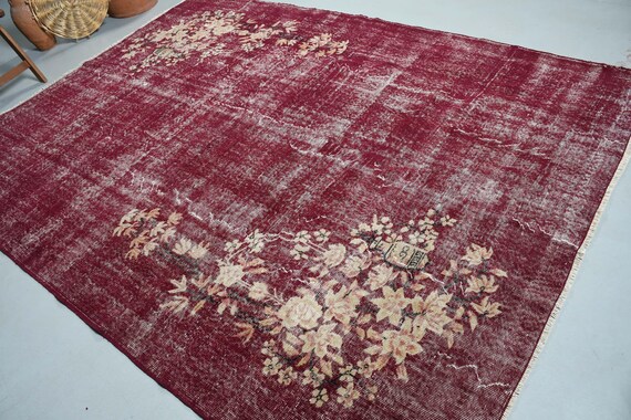 ヴィンテージ トルコ絨毯 7 x 9 フィート 花柄デザイン - Etsy 日本