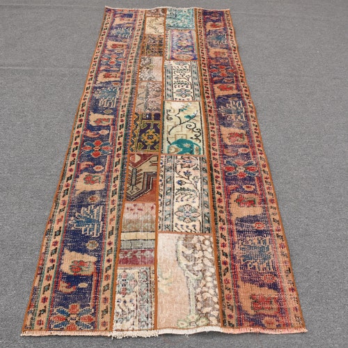 Turkish Rug, Vintage Rug, Runner Carpet, Home Decor Carpet, 37x99 inches Blue shops Rug, Turkey Corridor Carpet, Bohemian Kitchen Rug, 5695