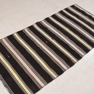 Turkish Kilim, Vintage Runner Rug, Handwoven Rug, Anatolian Flatweave, 92x195cm, 3x6ft, Striped Design
