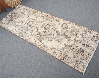 Tappeto 2,3x6,1 piedi, tappeto vintage, tappeto astratto in lana marrone turca