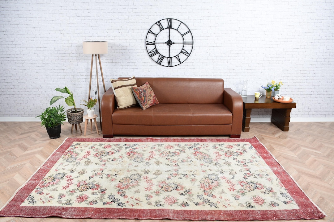 ヴィンテージトルコラグ 6 x 9フィート 花柄カーペット - Etsy 日本