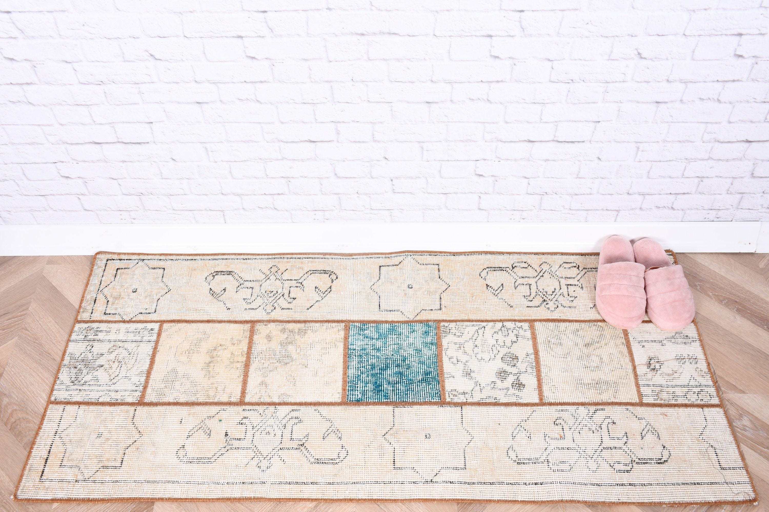 トルコ絨毯 パッチワーク ヴィンテージ アナトリア絨毯 玄関用 2 x 5