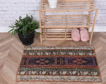 ヴィンテージ トルコ ラグ、手織りアナトリア カーペット、54 x 92 cm