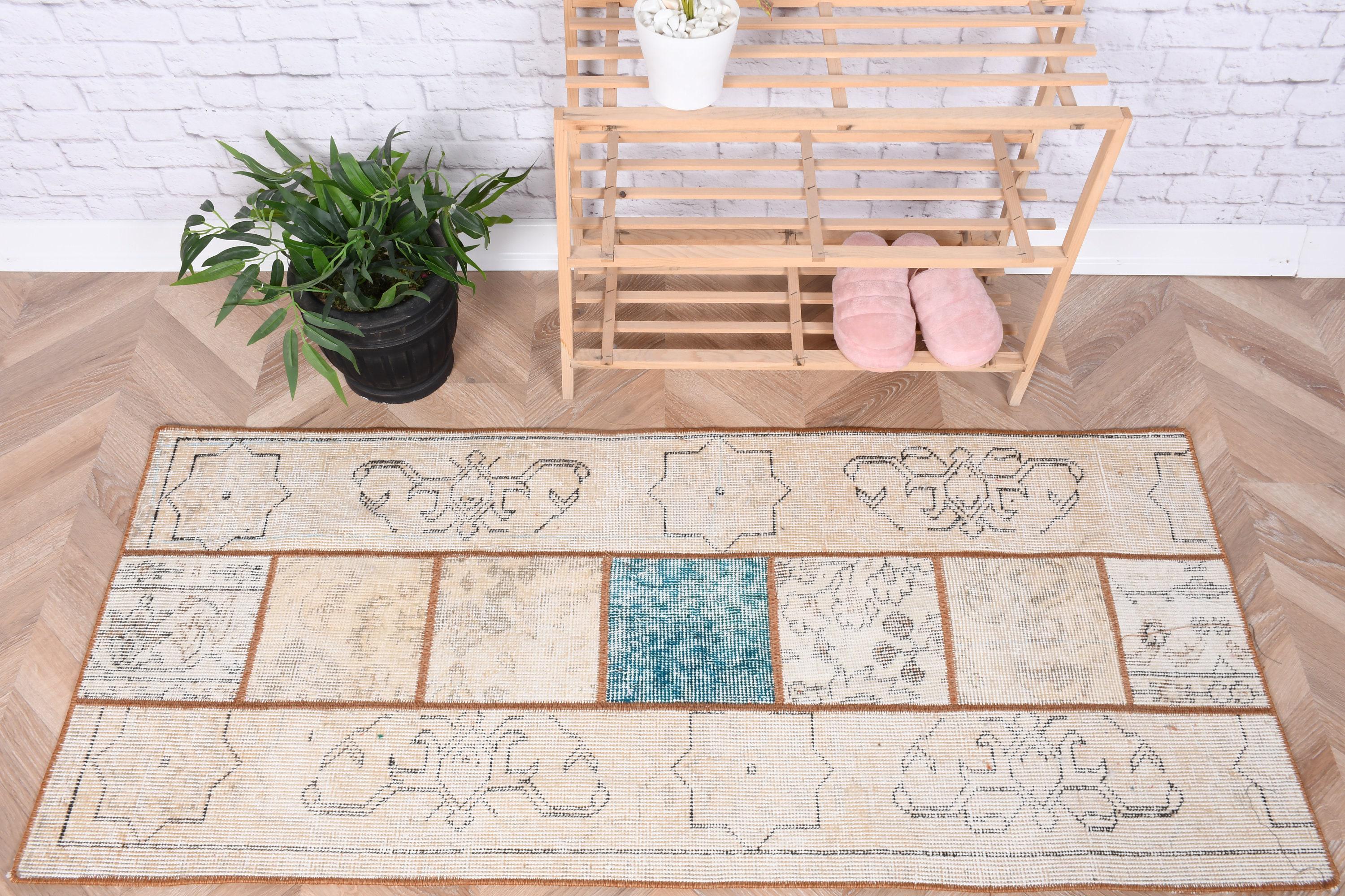 トルコ絨毯 パッチワーク ヴィンテージ アナトリア絨毯 玄関用 2 x 5