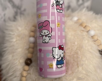 Kitty Cat & Friends 20oz Skinny Tumbler: Pink Stainless Steel