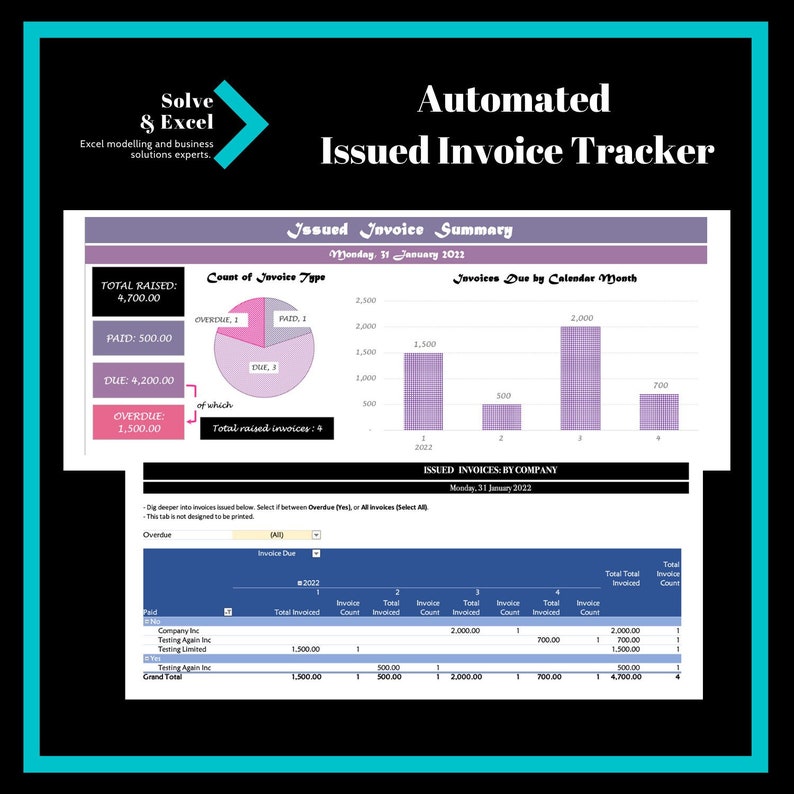 Automated Excel Invoice Tracker Template Etsy