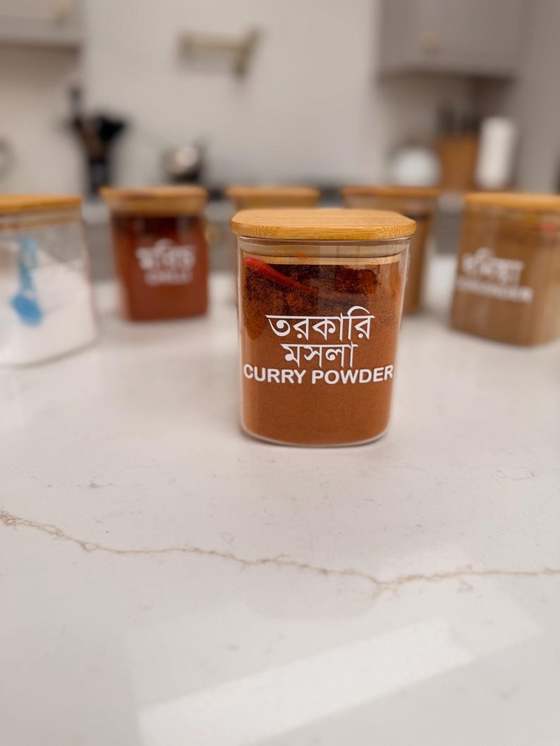 Dual Language Spice Jar Labels: Water Resistant Vinyl Pantry Organisation. Labels only image 12
