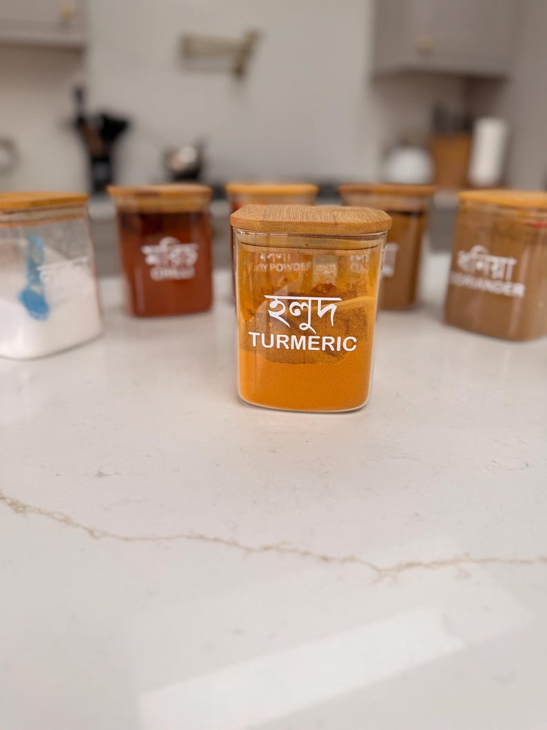 Dual Language Spice Jar Labels: Water Resistant Vinyl Pantry Organisation. Labels only image 10