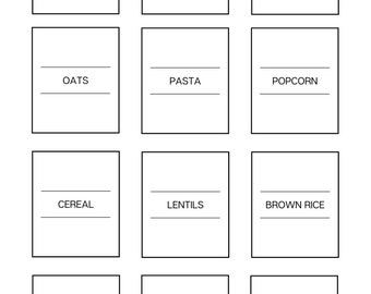 Minimalist Dry Food Pantry Labels: Kitchen Organization (Digital Download)