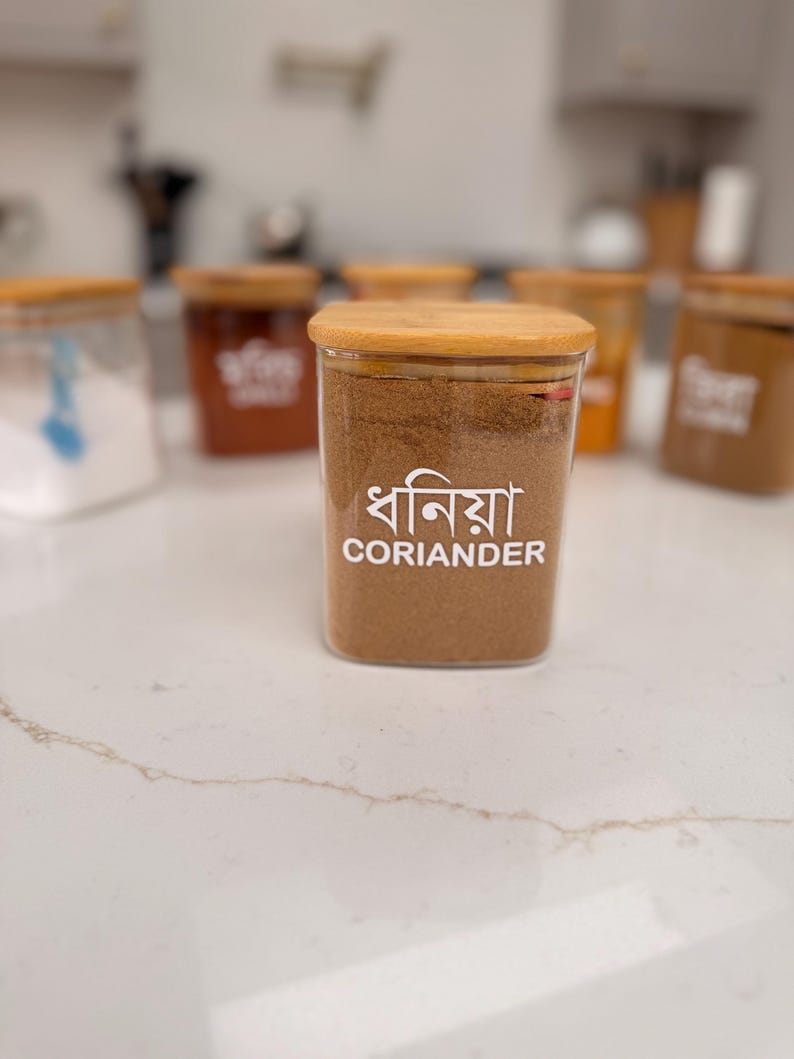 Dual Language Spice Jar Labels: Water Resistant Vinyl Pantry Organisation. Labels only image 11