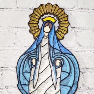 Handmade Wooden Virgin Mary Mandala Wall Art