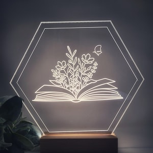 Flower Book LED Lamp, Night Lamp, Book Lovers