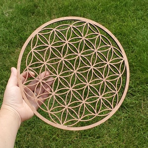Mahogany Flower of Life Wall Decor: Sacred Geometry Wood Sign
